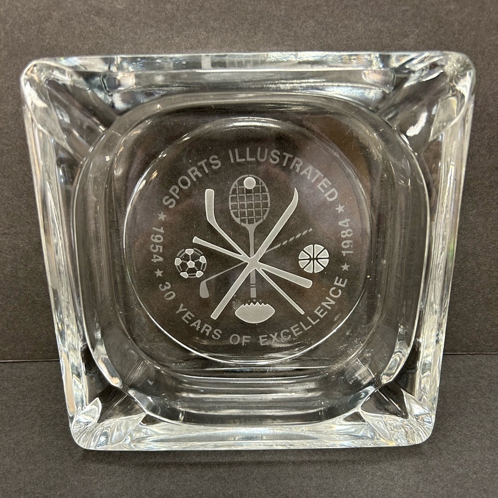 Rare 'Sports Illustrated' 30 Years Of Excellence Large Cigar Glass Sq. Ashtray